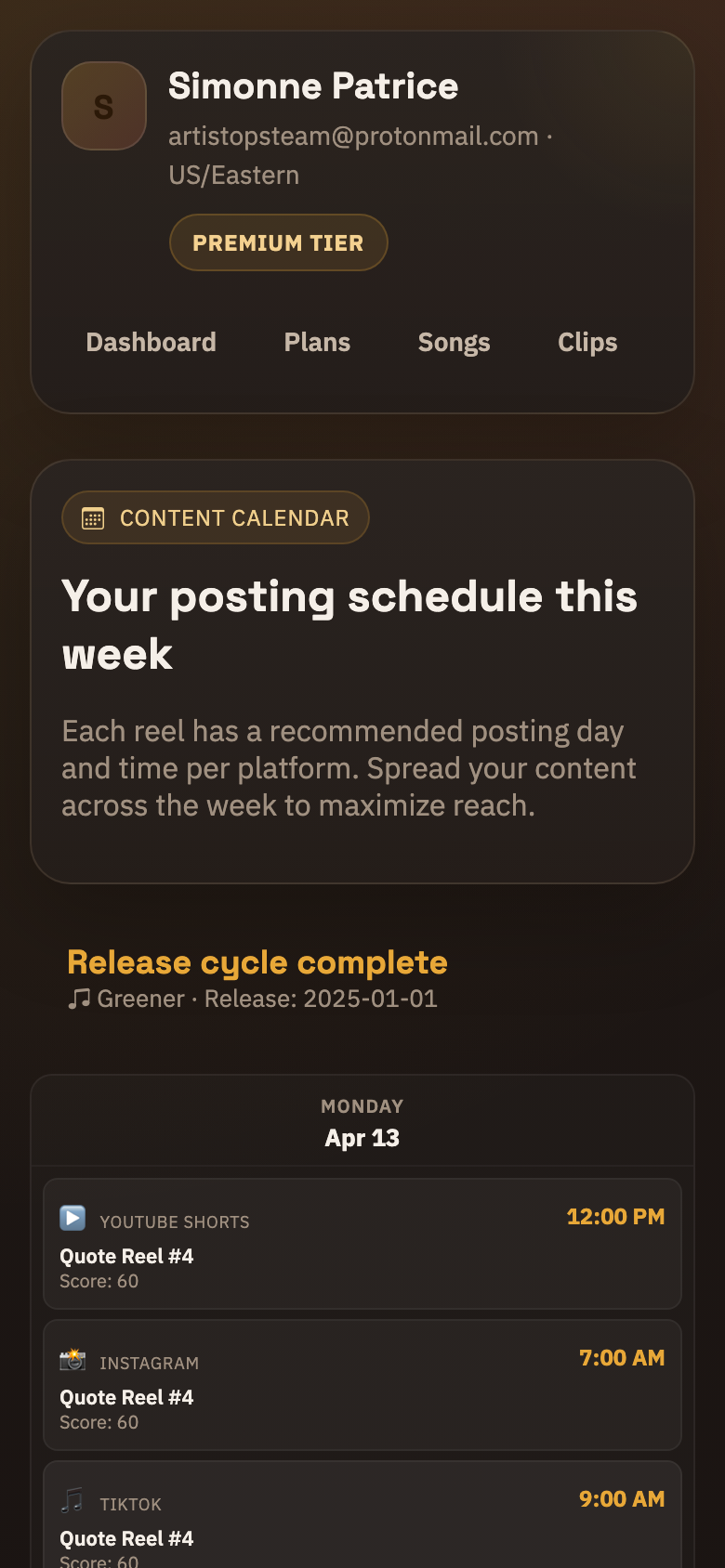Content calendar